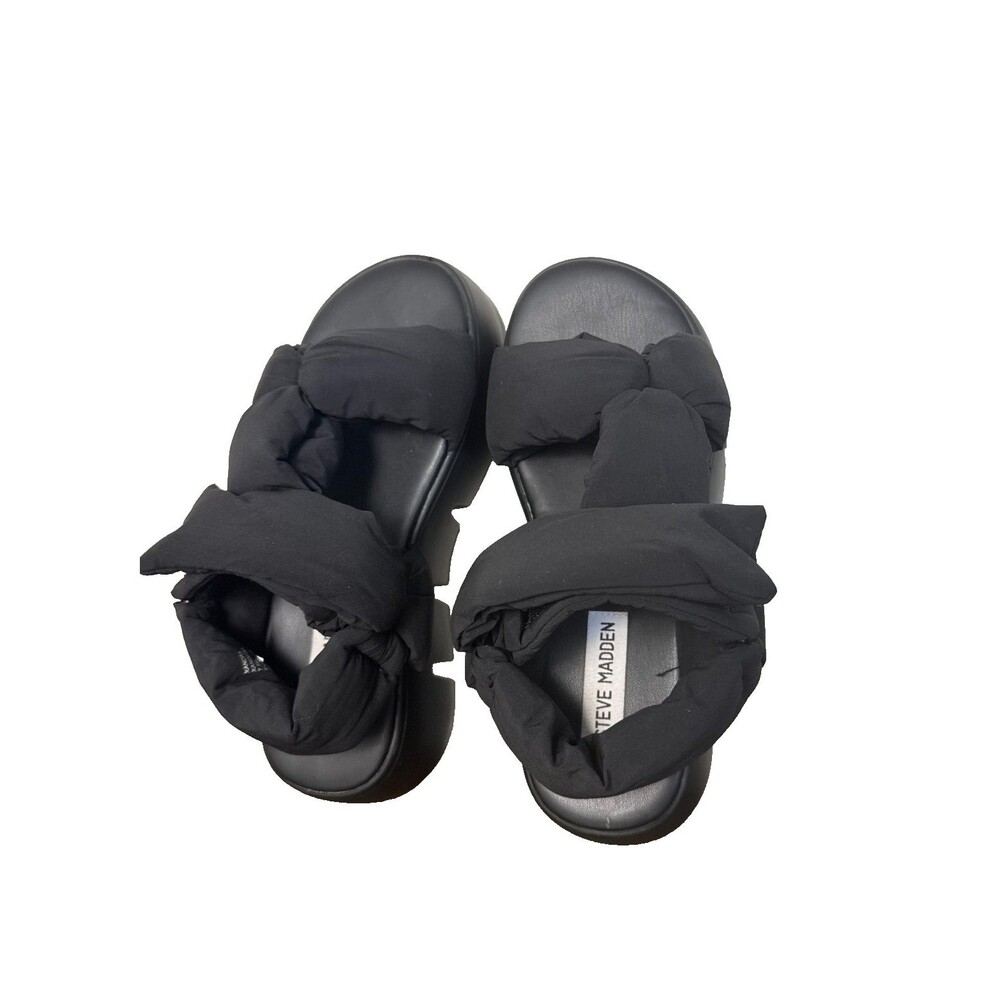 Steve Madden Black Puffer Platform Sandals Chunky Y2K Womens Size 7.5